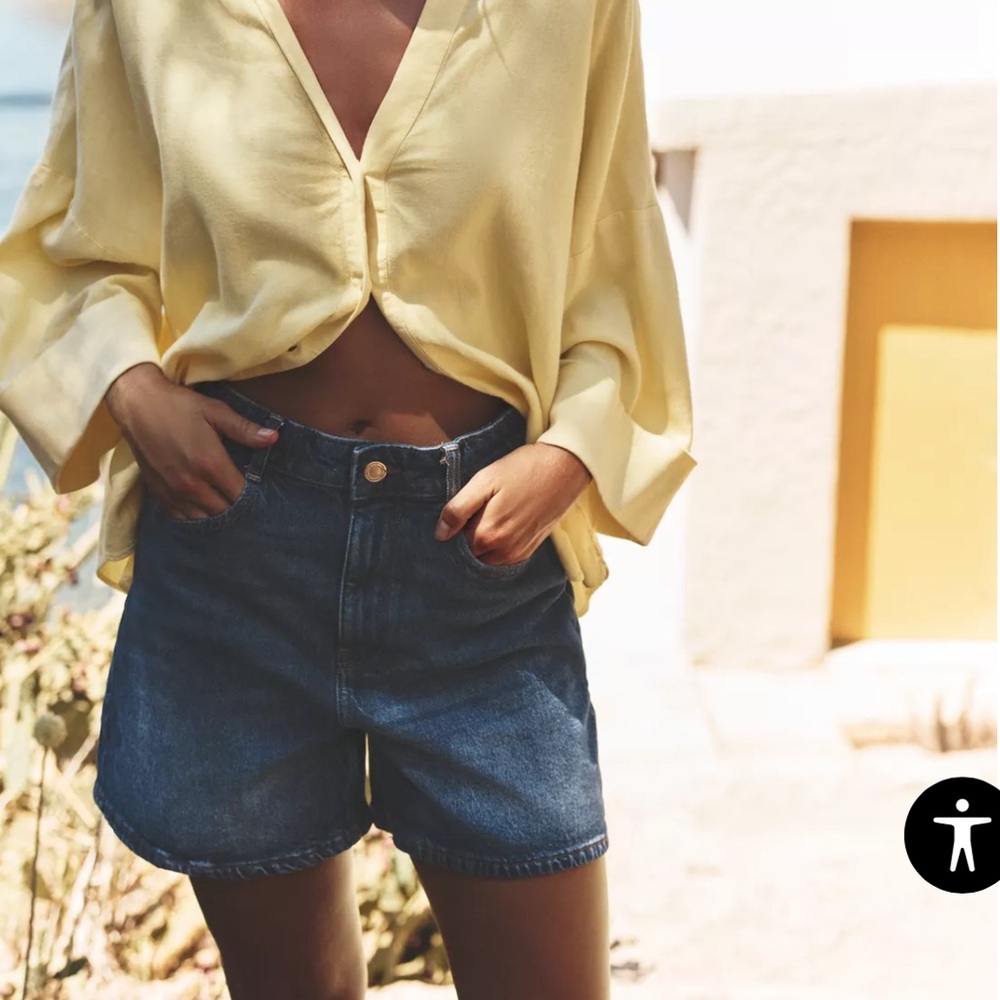Zara Z1975 high-waisted mom fit shorts NWT